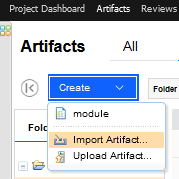 Create is under the artifacts title